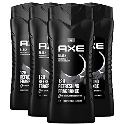 Axe 3-in-1 Duschgel & Shampoo Black XL – Bodywash und Shampoo für Körper, Gesicht und Haar 4 Stück Axe 3-in-1 Duschgel & Shampoo Black XL – Bodywash und Shampoo für Körper, Gesicht und Haar 4 Stück