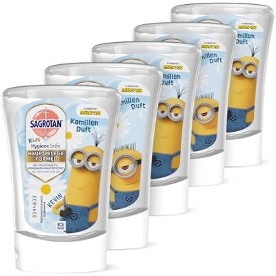 Sagrotan Kids No-Touch Nachfüller Kamille – Für den automatischen Seifenspender – 5 x 250 ml Handseife Sagrotan Kids No-Touch Nachfüller Kamille – Für den automatischen Seifenspender – 5 x 250 ml Handseife