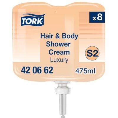 Tork luxuriöse 3‑in‑1 Hair & Body Mini-Duschcreme S2, Argan-Vanille-Duft, 8 × 475 ml, 420662 Tork luxuriöse 3‑in‑1 Hair & Body Mini-Duschcreme S2, Argan-Vanille-Duft, 8 × 475 ml, 420662