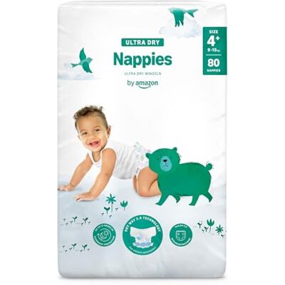 Amazon Ultra Dry Windeln Größe 4+ (9-15 kg), Weiß, 80 Stück (1-er Pack) (Früher Unter Der Marke Mama Bear, Identisches Produkt) Amazon Ultra Dry Windeln Größe 4+ (9-15 kg), Weiß, 80 Stück (1-er Pack) (Früher Unter Der Marke Mama Bear, Identisches Produkt)