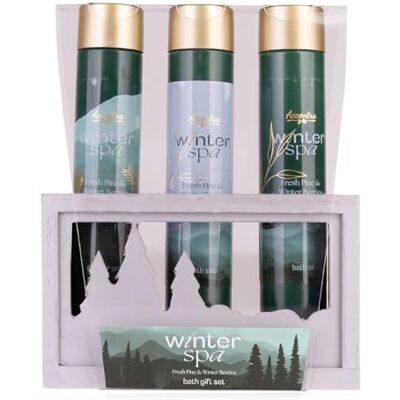 accentra Badeset WINTER SPA in winterlicher Holzbox, inkl. Duschgel, Badeöl, Badesalz, Duft: Fresh Pine & Winter Berries, Frauen Geschenk Weihnachten grün accentra Badeset WINTER SPA in winterlicher Holzbox, inkl. Duschgel, Badeöl, Badesalz, Duft: Fresh Pine & Winter Berries, Frauen Geschenk Weihnachten grün