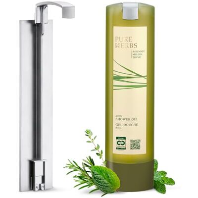 Pure ADA Cosmetics Duschgel 300mL inkl. Wandhalterung Vegan mit Melisse, Thymian und Rosmarin, SmartCare, Wandbefestigung zum kleben ohne Bohren, Kräuterduft, Made in Germany Pure ADA Cosmetics Duschgel 300mL inkl. Wandhalterung Vegan mit Melisse, Thymian und Rosmarin, SmartCare, Wandbefestigung zum kleben ohne Bohren, Kräuterduft, Made in Germany