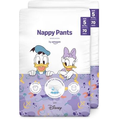 Amazon Disney-Windelhosen, Größe 5 (12–17 kg), 140 Stück (2 Packungen à 70 Stück), weiß, Monatsvorrat (früher von der Marke Mama Bear, dasselbe Produkt) Amazon Disney-Windelhosen, Größe 5 (12–17 kg), 140 Stück (2 Packungen à 70 Stück), weiß, Monatsvorrat (früher von der Marke Mama Bear, dasselbe Produkt)