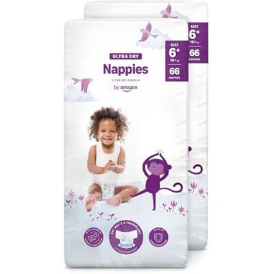 Amazon Ultra Dry Windeln – Größe 6+ (ab 16kg) – 132 Windeln (2 Packungen à 66 Stück), MULTIPACK (Zuvor unter der Marke von Mama Bear, gleiches Produkt) Amazon Ultra Dry Windeln – Größe 6+ (ab 16kg) – 132 Windeln (2 Packungen à 66 Stück), MULTIPACK (Zuvor unter der Marke von Mama Bear, gleiches Produkt)