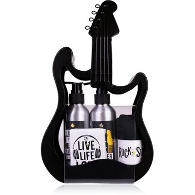 accentra Geschenkset ROCKSTAR, Pflegeset in Metall Gitarre in schwarz mit Duschgel, Shampoo, Seife und Handtuch, als besondere rockige Geschenkidee für Geburtstag, Vatertag, Muttertag und Valentinstag accentra Geschenkset ROCKSTAR, Pflegeset in Metall Gitarre in schwarz mit Duschgel, Shampoo, Seife und Handtuch, als besondere rockige Geschenkidee für Geburtstag, Vatertag, Muttertag und Valentinstag