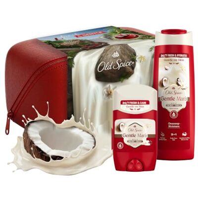 Old Spice Sanftes Herren-Kulturbeutel-Geschenkset mit Kokos + Vanille Deostick und Duschgel, 24/7 Frisch & Sanft, für die tägliche Anwendung Old Spice Sanftes Herren-Kulturbeutel-Geschenkset mit Kokos + Vanille Deostick und Duschgel, 24/7 Frisch & Sanft, für die tägliche Anwendung
