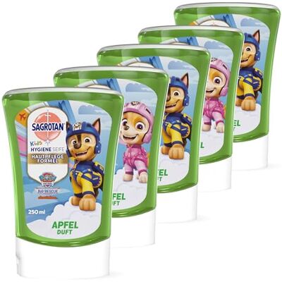 Sagrotan Kids No-Touch Nachfüller Apfel – Für den automatischen Seifenspender – 5 x 250 ml Handseife Sagrotan Kids No-Touch Nachfüller Apfel – Für den automatischen Seifenspender – 5 x 250 ml Handseife