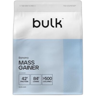 BULK POWDERS Bulk Komplett-Mass Gainer, Banane 16 Portionen, 42g Protein pro Portion, 84g Kohlenhydrate, 500 kcal pro Portion, Kalorienreicher Gainer BULK POWDERS Bulk Komplett-Mass Gainer, Banane 16 Portionen, 42g Protein pro Portion, 84g Kohlenhydrate, 500 kcal pro Portion, Kalorienreicher Gainer