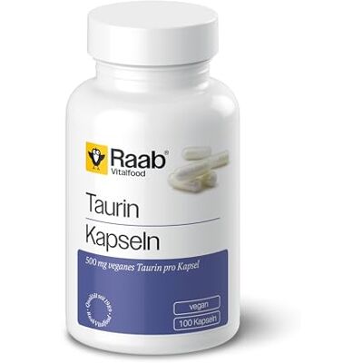 Raab Vitalfood Raab® Taurin Kapseln (100 Stück) Vegan 500 mg pro Kapsel Nahrungsergänzungsmittel mit Taurin Premium Qualität aus Deutschland 1000 mg pro Tag Vegan, Glutenfrei, ohne Zusätze Raab Vitalfood Raab® Taurin Kapseln (100 Stück) Vegan 500 mg pro Kapsel Nahrungsergänzungsmittel mit Taurin Premium Qualität aus Deutschland 1000 mg pro Tag Vegan, Glutenfrei, ohne Zusätze
