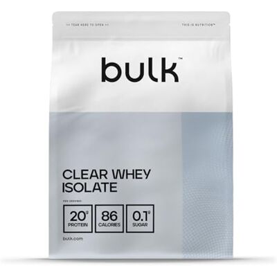 Bulk Clear Whey Isolate, Tropisch, 20 g Protein pro Portion, Wenig Zucker, Erfrischender Fruchtgeschmack, 86 Kalorien, Zieht schnell ein, Hydratisierender Proteindrink, 20 Portionen Bulk Clear Whey Isolate, Tropisch, 20 g Protein pro Portion, Wenig Zucker, Erfrischender Fruchtgeschmack, 86 Kalorien, Zieht schnell ein, Hydratisierender Proteindrink, 20 Portionen