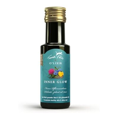Terra Felis O'LIXIR Inner Glow Öl, Nahrungsergänzung für Katzen, 100ml 100% Lebensmittelqualität aller Rohstoffe, unterstützt das Immunsystem, für glänzendes Fell Terra Felis O'LIXIR Inner Glow Öl, Nahrungsergänzung für Katzen, 100ml 100% Lebensmittelqualität aller Rohstoffe, unterstützt das Immunsystem, für glänzendes Fell