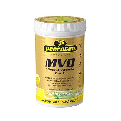 Peeroton MVD Mineral Vitamin Drink Zitrone-Limette, Elektrolyt Pulver mit den 5 wesentlichen Elektrolyten plus Zink, Magnesium und Vitamin C regelmäßig einnehmen und das Immunsystem stärken, 300g Peeroton MVD Mineral Vitamin Drink Zitrone-Limette, Elektrolyt Pulver mit den 5 wesentlichen Elektrolyten plus Zink, Magnesium und Vitamin C regelmäßig einnehmen und das Immunsystem stärken, 300g
