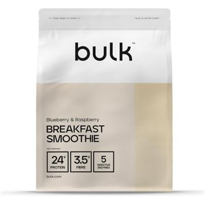 Bulk Complete Frühstück Smoothie, Hoher Proteingehalt, echte Fruchtstückchen, Blaubeere und Himbeere, 500 g Bulk Complete Frühstück Smoothie, Hoher Proteingehalt, echte Fruchtstückchen, Blaubeere und Himbeere, 500 g