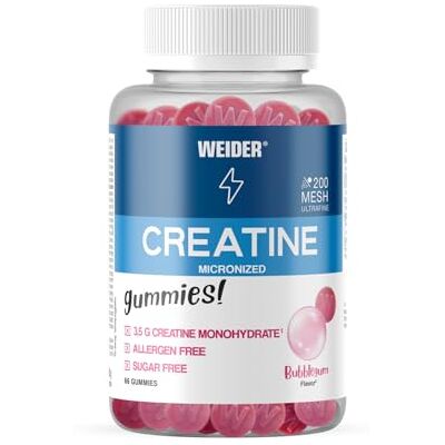 Weider Micronized Creatine Gummies (66 Gummis), Bubblegum-Geschmack 3,5g Kreatinmonohydrat 200 Mesh /Portion, EU laborzertifiziert, unterstützt die körperliche Leistungsfähigkeit (22 Portionen) Weider Micronized Creatine Gummies (66 Gummis), Bubblegum-Geschmack 3,5g Kreatinmonohydrat 200 Mesh /Portion, EU laborzertifiziert, unterstützt die körperliche Leistungsfähigkeit (22 Portionen)