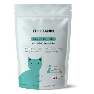 Fitocanin Feline Biome Forte Probiotikum für Katzen, Pulver in vorportionierten Beuteln, mit Probiotika, Präbiotika, Postbiotika und Kollagen, Unterstützung der Darmflora und Verdauung, 45 Beutel Fitocanin Feline Biome Forte Probiotikum für Katzen, Pulver in vorportionierten Beuteln, mit Probiotika, Präbiotika, Postbiotika und Kollagen, Unterstützung der Darmflora und Verdauung, 45 Beutel