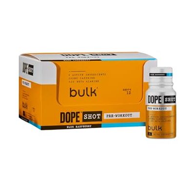 Bulk Dope Shots Pre-Workout Drink Blue Raspberry 12 x 60ml Trinkfläschchen für unterwegs Hochdosiertes 200mg Koffein & 3,2g Beta-Alanin Unterstützt Energie & Fokus fürs Fitnessstudio Bulk Dope Shots Pre-Workout Drink Blue Raspberry 12 x 60ml Trinkfläschchen für unterwegs Hochdosiertes 200mg Koffein & 3,2g Beta-Alanin Unterstützt Energie & Fokus fürs Fitnessstudio