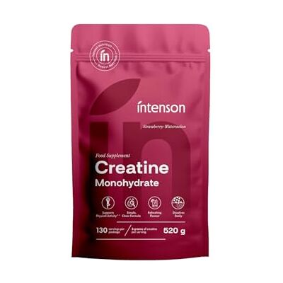 Intenson Creatin Monohydrat, Erdbeere-Wassermelone, 520 g, 130 Portionen Intenson Creatin Monohydrat, Erdbeere-Wassermelone, 520 g, 130 Portionen