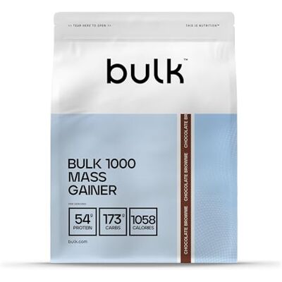 Bulk 1000 Mass Gainer Pulver 2,5 kg Schoko-Brownie Hochkalorischer Gainer mit 51 g Protein & 165 g Kohlenhydraten pro Portion Mindestens 1000 Kalorien pro Portion Ideal für Masseaufbau Bulk 1000 Mass Gainer Pulver 2,5 kg Schoko-Brownie Hochkalorischer Gainer mit 51 g Protein & 165 g Kohlenhydraten pro Portion Mindestens 1000 Kalorien pro Portion Ideal für Masseaufbau