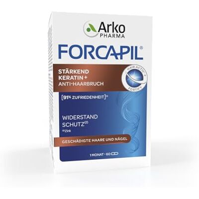 Arkopharma FORCAPIL® Stärkendes Keratin + Anti-Haarbruch Haar-Vitamine geschädigte Haare und Nägel Widerstandskraft und Schutz Zink 450 μg Biotin Ab 15 Jahren 60 Kapseln Arkopharma FORCAPIL® Stärkendes Keratin + Anti-Haarbruch Haar-Vitamine geschädigte Haare und Nägel Widerstandskraft und Schutz Zink 450 μg Biotin Ab 15 Jahren 60 Kapseln