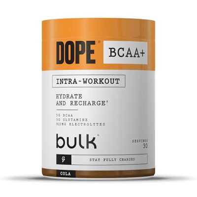 BULK POWDERS Dope BCAA+ Intra-Workout Powder Cola 360 g 30 Servings 5g BCAAs Electrolyte Blend Glutamine Vitamin B6 & B12 Supports Hydration, Energy & Recovery BULK POWDERS Dope BCAA+ Intra-Workout Powder Cola 360 g 30 Servings 5g BCAAs Electrolyte Blend Glutamine Vitamin B6 & B12 Supports Hydration, Energy & Recovery
