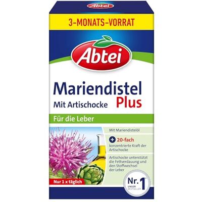 Abtei Mariendistel Plus mit Artischocke Unterstützung der Lebergesundheit und der Fettverdauung natürlich wirksam 90 Kapseln Abtei Mariendistel Plus mit Artischocke Unterstützung der Lebergesundheit und der Fettverdauung natürlich wirksam 90 Kapseln
