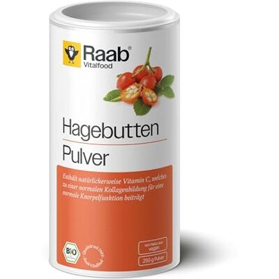 Raab Vitalfood ® Bio Hagebutten Pulver (250 g) Premium-Sorte AP-4® Hagebutte aus dem Süden von Chile, mit natürlichem Vitamin C für eine normale Kollagenbildung & Knorpelfunktion, ohne Zusätze Hagebutten aus Chile mit natürlichem Vitamin C für eine norm Raab Vitalfood ® Bio Hagebutten Pulver (250 g) Premium-Sorte AP-4® Hagebutte aus dem Süden von Chile, mit natürlichem Vitamin C für eine normale Kollagenbildung & Knorpelfunktion, ohne Zusätze Hagebutten aus Chile mit natürlichem Vitamin C für eine norm