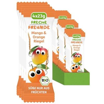 FRECHE FREUNDE Bio Fruchtriegel Mango & Orange, Obst Riegel für Babys und Kinder ab 1 Jahr, fruchtiger Snack ohne Zuckerzusatz, vegan, laktosefrei, 6er Pack, 6x (4x 23g) FRECHE FREUNDE Bio Fruchtriegel Mango & Orange, Obst Riegel für Babys und Kinder ab 1 Jahr, fruchtiger Snack ohne Zuckerzusatz, vegan, laktosefrei, 6er Pack, 6x (4x 23g)