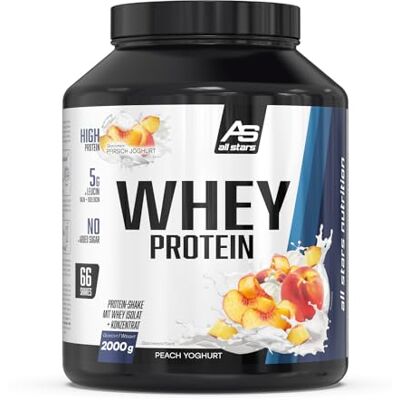 All Stars 100% Whey Protein Pulver 2000g Peach Yoghurt All Stars 100% Whey Protein Pulver 2000g Peach Yoghurt