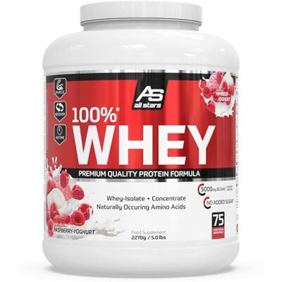 All Stars 100% Whey Protein Pulver 2270g Raspberry Yoghurt All Stars 100% Whey Protein Pulver 2270g Raspberry Yoghurt