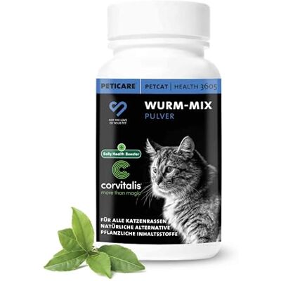 Peticare Wurm-Mix für Katzen Natürliches Ergänzungsfutter Pulver zur Unterstützung der Darmgesundheit Natürliche Rezeptur Kein Anthelminthikum Mit innovativem Corvitalis® Komplex Peticare Wurm-Mix für Katzen Natürliches Ergänzungsfutter Pulver zur Unterstützung der Darmgesundheit Natürliche Rezeptur Kein Anthelminthikum Mit innovativem Corvitalis® Komplex