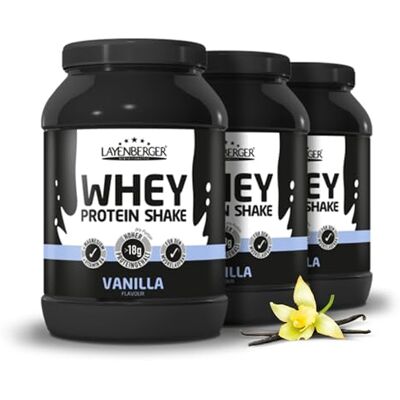 Layenberger WHEY Protein Shake, Molkeneiweißkonzentrat für Muskelaufbau, 74% Eiweiß, 22,7% BCAA (3x 750 g) Vanille Layenberger WHEY Protein Shake, Molkeneiweißkonzentrat für Muskelaufbau, 74% Eiweiß, 22,7% BCAA (3x 750 g) Vanille