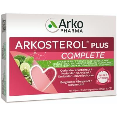 Arkopharma ARKOSTEROL® Plus Complete Koriander Artischocke Bergamotte Cholesterin Herz-Kreislauf-Gesundheit Vitamine E und D3 – Dreifache Unterstützung 30 Tabletten Arkopharma ARKOSTEROL® Plus Complete Koriander Artischocke Bergamotte Cholesterin Herz-Kreislauf-Gesundheit Vitamine E und D3 – Dreifache Unterstützung 30 Tabletten