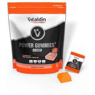 Vitaldin SPORT Power Gummies BCAA – Muskelschutz & Muskelaufbau – 2 gr Essentielle Aminosäuren BCAA 2:1:1 + Vitamin B6 – Doypack mit 30 Fruchtgummis Bites – Orangengeschmack – Vegan Vitaldin SPORT Power Gummies BCAA – Muskelschutz & Muskelaufbau – 2 gr Essentielle Aminosäuren BCAA 2:1:1 + Vitamin B6 – Doypack mit 30 Fruchtgummis Bites – Orangengeschmack – Vegan