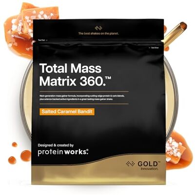 THE PROTEIN WORKS Protein Works Total Mass Matrix 360 Gold, Salted Caramel, 1.32kg Tri-Protein-Mix, Mass Gainer, Proteinpulver mit Kreatin-Monohydrat, Glutamin & Vitamin‑Mineral-Mix, 5 Portionen THE PROTEIN WORKS Protein Works Total Mass Matrix 360 Gold, Salted Caramel, 1.32kg Tri-Protein-Mix, Mass Gainer, Proteinpulver mit Kreatin-Monohydrat, Glutamin & Vitamin‑Mineral-Mix, 5 Portionen