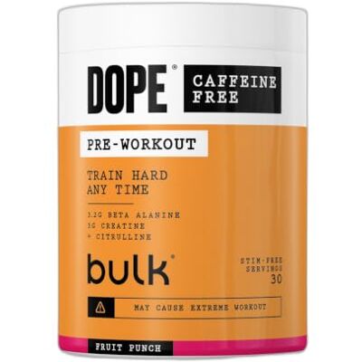 BULK POWDERS Dope Koffeinfreies Pre-Workout Pulver, Fruit Punch, 510g 30 Portionen, Stimulanzien-frei, 3.2g Beta Alanin, 3g Kreatin, Citrullin & AAKG, Mit Himalaya-Kristallsalz aus Punjab BULK POWDERS Dope Koffeinfreies Pre-Workout Pulver, Fruit Punch, 510g 30 Portionen, Stimulanzien-frei, 3.2g Beta Alanin, 3g Kreatin, Citrullin & AAKG, Mit Himalaya-Kristallsalz aus Punjab