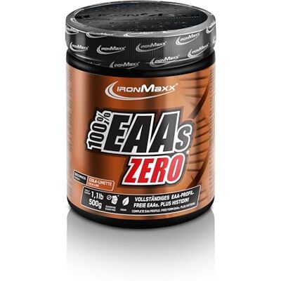 IronMaxx 100% EAAs Zero Cola & Lime 500g EAAs Pulver hochdosiert, Vegan und zuckerfrei, 8 essentielle Aminosäuren zur Ergänzung deiner Sporternährung IronMaxx 100% EAAs Zero Cola & Lime 500g EAAs Pulver hochdosiert, Vegan und zuckerfrei, 8 essentielle Aminosäuren zur Ergänzung deiner Sporternährung