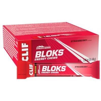 CLIF Bar CLIF BLOKS Strawberry Flavour Energy Chews, Energie Würfel, 18 x 60 g CLIF Bar CLIF BLOKS Strawberry Flavour Energy Chews, Energie Würfel, 18 x 60 g