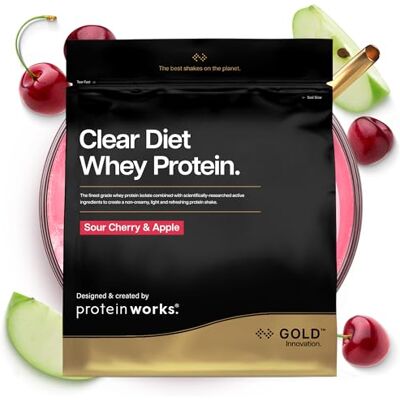 THE PROTEIN WORKS Protein Works Clear Diet Whey Protein Gold, Sauerkirsche & Apfel, 500g Hydrolysiertes Whey Protein Isolat Pulver, mit Vitamin B6 & B12, wenig Zucker, fettfrei, leicht & erfrischend, 20 Portionen THE PROTEIN WORKS Protein Works Clear Diet Whey Protein Gold, Sauerkirsche & Apfel, 500g Hydrolysiertes Whey Protein Isolat Pulver, mit Vitamin B6 & B12, wenig Zucker, fettfrei, leicht & erfrischend, 20 Portionen