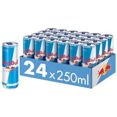 Red Bull Sugarfree Energy Drink beinhaltet Koffein, Taurin, B-Vitamine, Süßungsmittel und Wasser, 250 ml, 24-Pack Red Bull Sugarfree Energy Drink beinhaltet Koffein, Taurin, B-Vitamine, Süßungsmittel und Wasser, 250 ml, 24-Pack