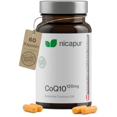 NICApur ® Coenzym Q10 120 mg pro Kapsel I 100 % reines, bioidentes COENZYM Q10 I 60 Kapseln I laborgeprüft I in Österreich produziert I vegan NICApur ® Coenzym Q10 120 mg pro Kapsel I 100 % reines, bioidentes COENZYM Q10 I 60 Kapseln I laborgeprüft I in Österreich produziert I vegan