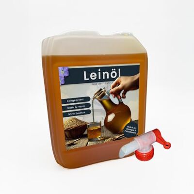 Lausitzer Ölmühle 5 Liter Leinöl Leinsamenöl frisch nativ kaltgepresstes Leinöl für gesunde Energie mit praktischem Dosierhahn Lausitzer Ölmühle 5 Liter Leinöl Leinsamenöl frisch nativ kaltgepresstes Leinöl für gesunde Energie mit praktischem Dosierhahn
