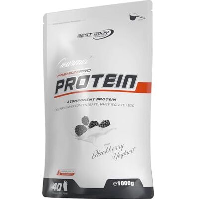 Best Body Nutrition Gourmet Premium Pro Protein, Blackberry Yoghurt, 4 Komponenten Protein Shake: Caseinat, Whey Konzentrat, Whey Isolat, Eiprotein, 1 kg Zipp Beutel 4 Eiweißquellen aus Caseinat, Molkenkonzentrat, Isolat und Eiprotein, ohne Aspartam, Ge Best Body Nutrition Gourmet Premium Pro Protein, Blackberry Yoghurt, 4 Komponenten Protein Shake: Caseinat, Whey Konzentrat, Whey Isolat, Eiprotein, 1 kg Zipp Beutel 4 Eiweißquellen aus Caseinat, Molkenkonzentrat, Isolat und Eiprotein, ohne Aspartam, Ge