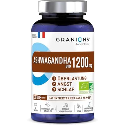 Granions Ashwagandha Kapseln Hochdosiert Extrakt Anti-Stress, Schlaf & Energie Ashwagandha Extrakt Kapseln Hochdosiert Natürliches Adaptogen Für Stressabbau, Besseren Schlaf & Mehr Energie Granions Ashwagandha Kapseln Hochdosiert Extrakt Anti-Stress, Schlaf & Energie Ashwagandha Extrakt Kapseln Hochdosiert Natürliches Adaptogen Für Stressabbau, Besseren Schlaf & Mehr Energie