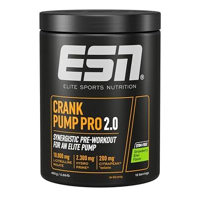 ESN Crank Pump Pro 2.0, Strawberry Kiwi, 450 g Pre Workout Booster made in Germany ESN Crank Pump Pro 2.0, Strawberry Kiwi, 450 g Pre Workout Booster made in Germany