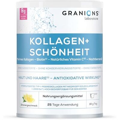 Granions Kollagen Pulver 250g Meereskollagen Mit Biotin, Vitamin C & Hyaluronsäure Kollagenpulver Für Haut Und Haare Hochdosiert Mit Biotin, Hyaluronsäure & Vitamin C Zitronengeschmack Granions Kollagen Pulver 250g Meereskollagen Mit Biotin, Vitamin C & Hyaluronsäure Kollagenpulver Für Haut Und Haare Hochdosiert Mit Biotin, Hyaluronsäure & Vitamin C Zitronengeschmack