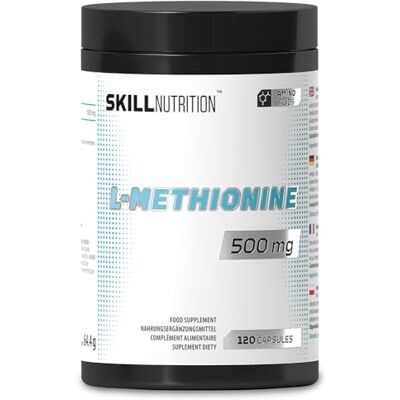 SKILL NUTRITION L-Methionin 500 mg 120 Vegane Kapseln Hochwertige schwefelhaltige Aminosäure zur Unterstützung der Proteinsynthese Zuckerfrei, Fettfrei, Halal & Koscher Nahrungsergänzung SKILL NUTRITION L-Methionin 500 mg 120 Vegane Kapseln Hochwertige schwefelhaltige Aminosäure zur Unterstützung der Proteinsynthese Zuckerfrei, Fettfrei, Halal & Koscher Nahrungsergänzung