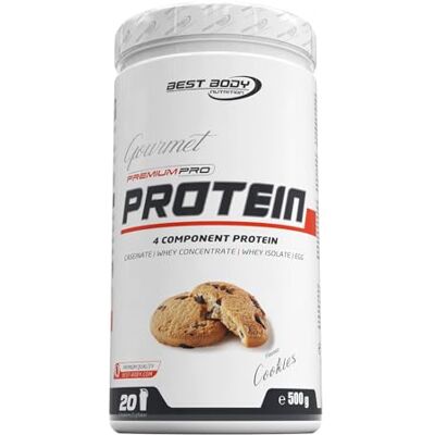 Best Body Nutrition Gourmet Premium Pro Protein Cookies 500g Dose, 4 Komponenten Eiweißpulver mit Caseinat, Whey, Isolat, Eiprotein – Mehrkomponenten Protein, cremiger Shake Best Body Nutrition Gourmet Premium Pro Protein Cookies 500g Dose, 4 Komponenten Eiweißpulver mit Caseinat, Whey, Isolat, Eiprotein – Mehrkomponenten Protein, cremiger Shake
