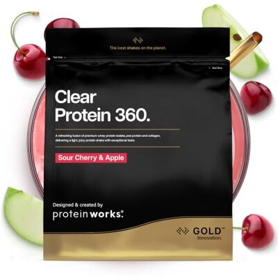 THE PROTEIN WORKS Protein Works Clear Protein 360 Gold, Sauerkirsche & Apfel, 360g 20 g Tri-Protein-Mix, Whey-Isolat, hydrolysiertes Erbsenprotein, Rinderkollagenpeptide, Vitamin C, fett- & zuckerarm THE PROTEIN WORKS Protein Works Clear Protein 360 Gold, Sauerkirsche & Apfel, 360g 20 g Tri-Protein-Mix, Whey-Isolat, hydrolysiertes Erbsenprotein, Rinderkollagenpeptide, Vitamin C, fett- & zuckerarm