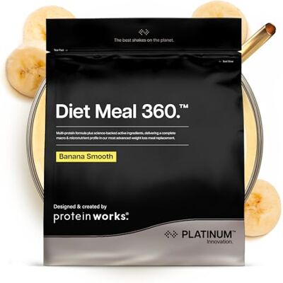 THE PROTEIN WORKS Protein Works Diet Meal 360 Platinum, Banana Smooth Sundae, 1kg Fortschrittlicher Diät-Mahlzeitenersatz, Abnehmen Shake, Gewichtsverlust, Vollwertige Ernährung, 26 Vitamine & Mineralstoffe THE PROTEIN WORKS Protein Works Diet Meal 360 Platinum, Banana Smooth Sundae, 1kg Fortschrittlicher Diät-Mahlzeitenersatz, Abnehmen Shake, Gewichtsverlust, Vollwertige Ernährung, 26 Vitamine & Mineralstoffe