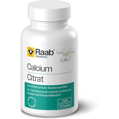 Raab Vitalfood ® Calciumcitrat Kapseln (75 Kapseln) 100% Calciumcitrat ohne Zusätze, vegan, Sportler, Unterstützung von Muskeln & Knochen, Elektrolyt-Haushalt Raab Vitalfood ® Calciumcitrat Kapseln (75 Kapseln) 100% Calciumcitrat ohne Zusätze, vegan, Sportler, Unterstützung von Muskeln & Knochen, Elektrolyt-Haushalt